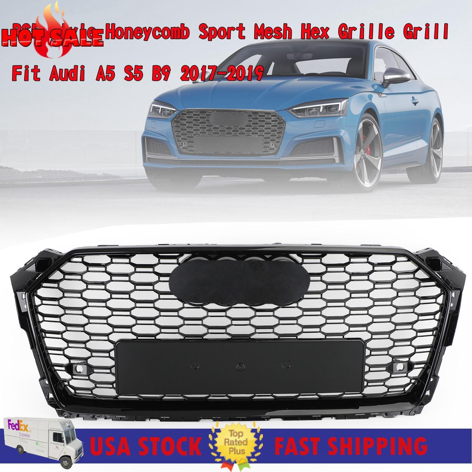 RS5 Style Honeycomb Sport Mesh Hex Grille Grill Fit for Audi A5 S5 B9 2017-2019