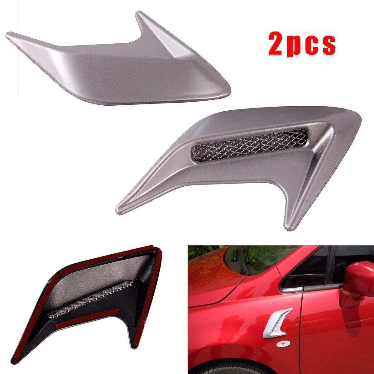 Side Body Marker Fender Air wing Silver Vent Trim Cover Chrome For All The Cars