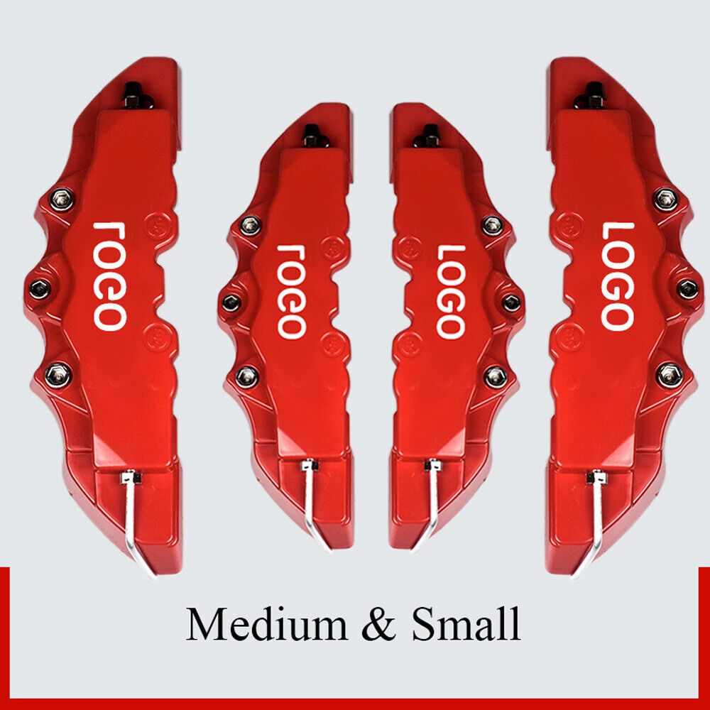 4 x Red 3D Style Front+Rear Car Disc Brake Caliper Cover Brake Parts Accessories