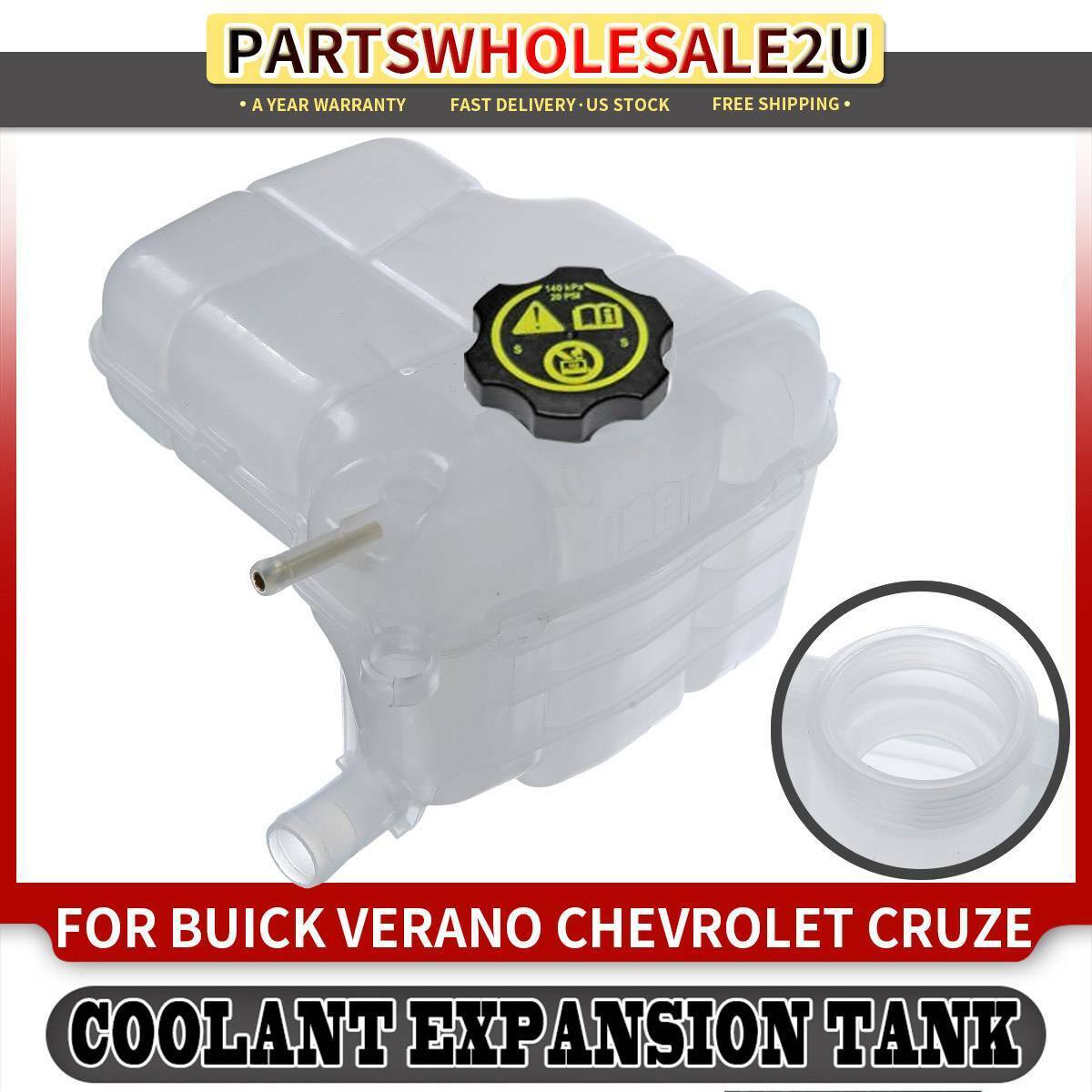 Pressurized Coolant Reservoir with Cap for Chevrolet Cruze Buick Cascada Verano