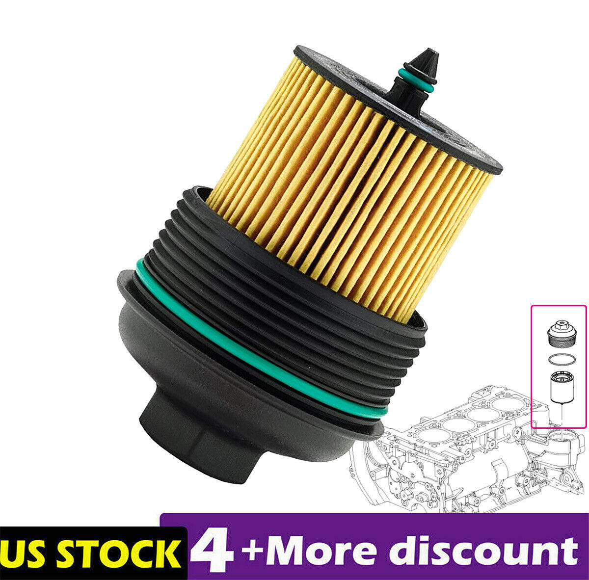 Engine Oil Filter & Cap for Buick Chevy Olds Pontiac Saturn 2.4L 12605565 