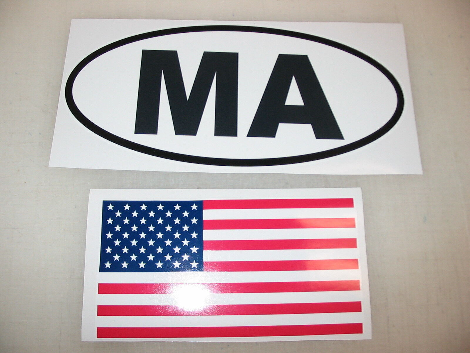 MA MASSACHUSETTS OVAL Car Window Decal Bumper Sticker + FREE USA AMERICAN Flag 