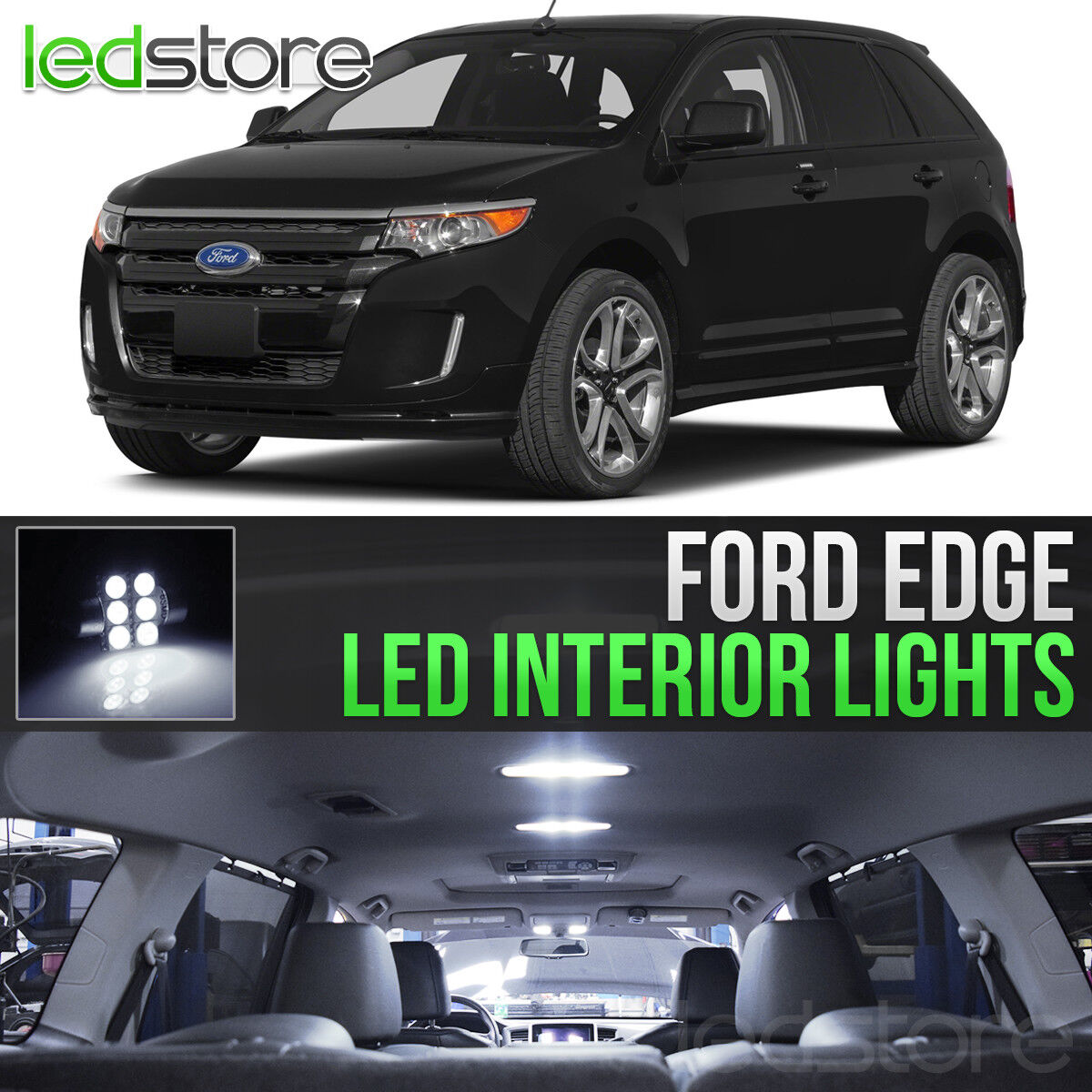 2007-2014 Ford Edge White LED Lights Interior Kit