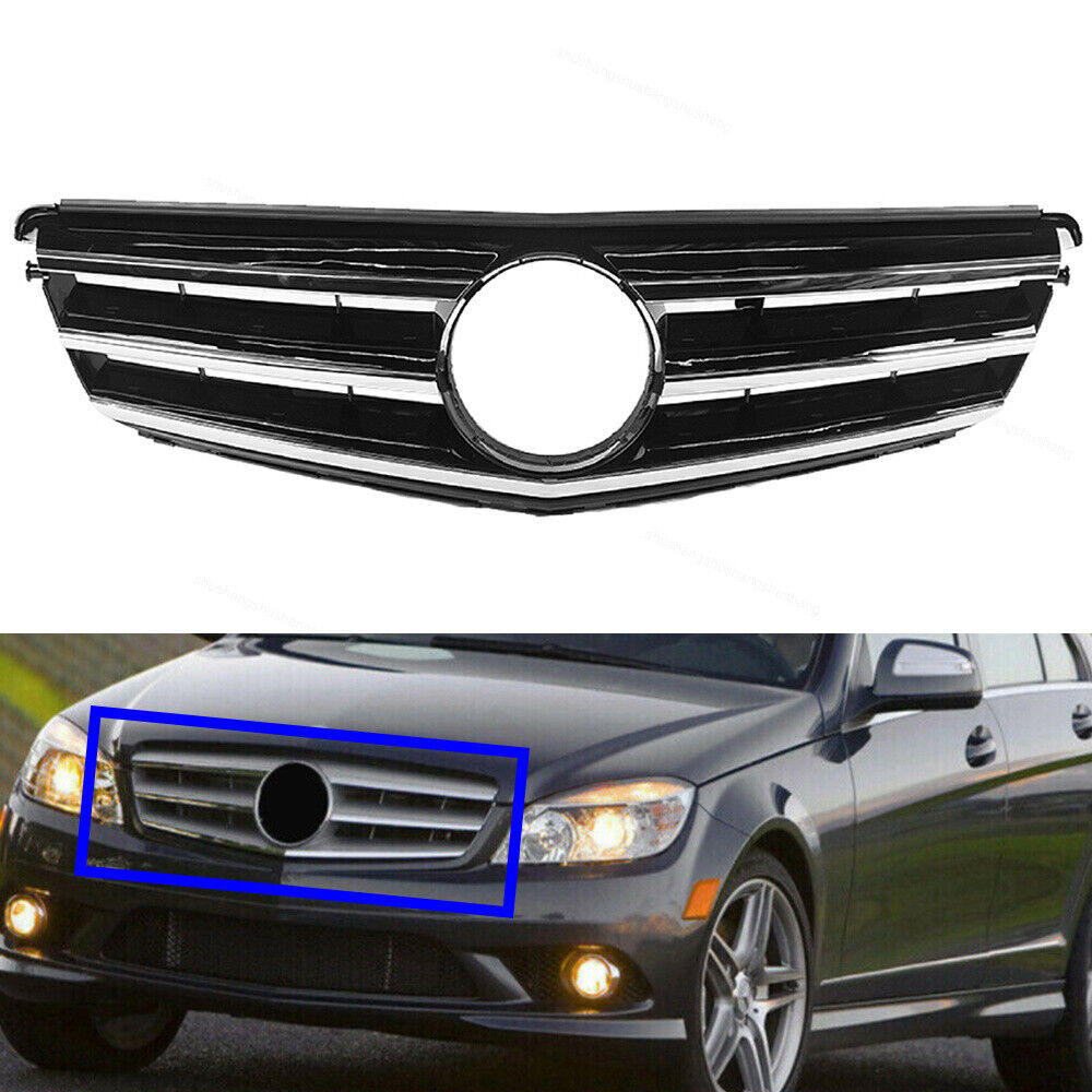 For Mercedes-Benz C Class W204 C250 C300 C350 Front Grill Chrome Grille 2008-14
