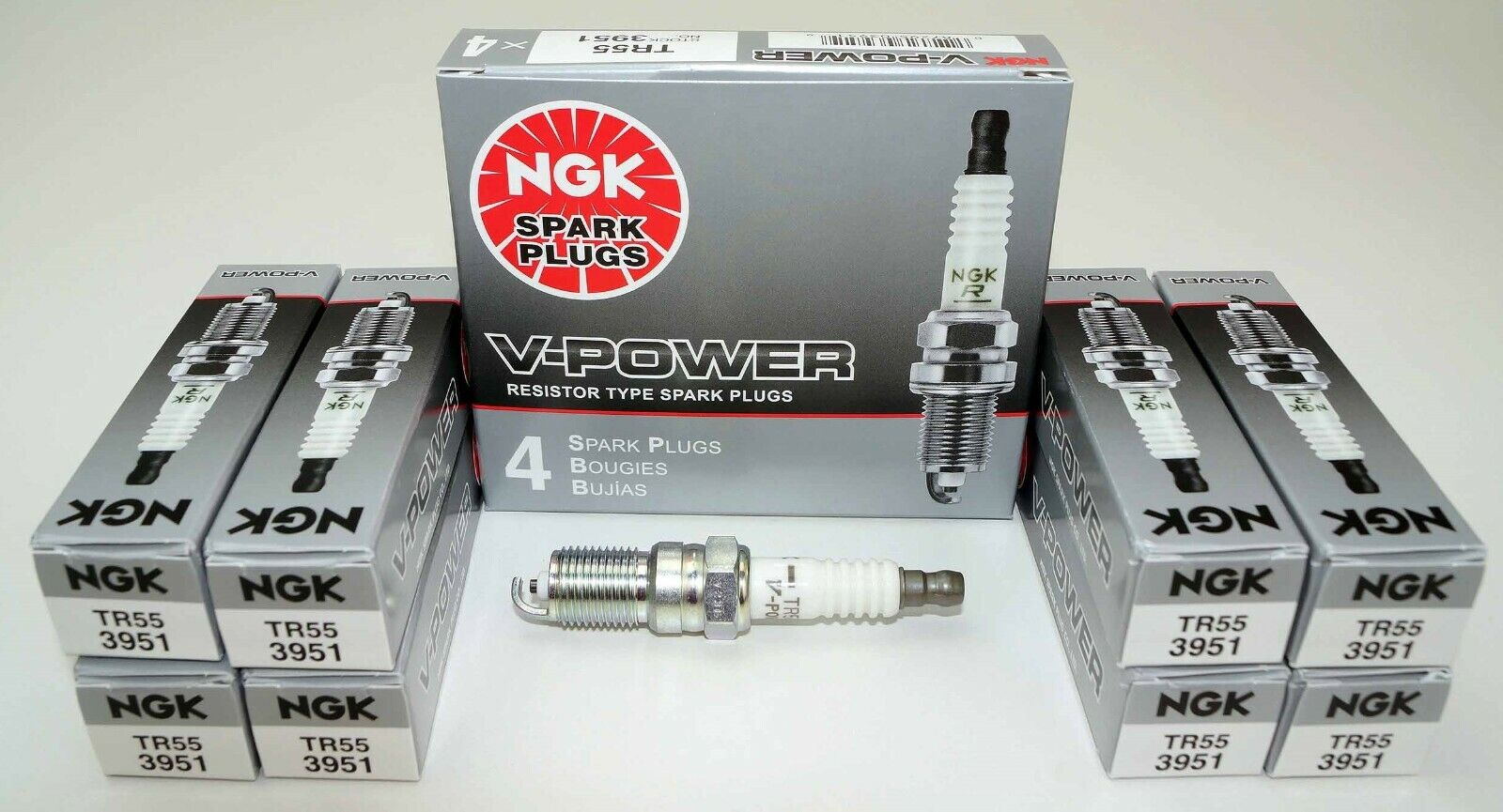 Set of 8 Spark Plugs V-Power NGK 3951 TR55