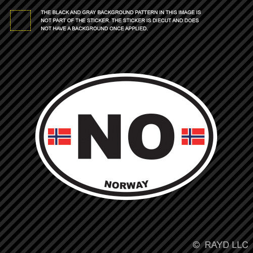 Norway Oval Sticker Die Cut Decal Norwegian Country Code euro NO v1