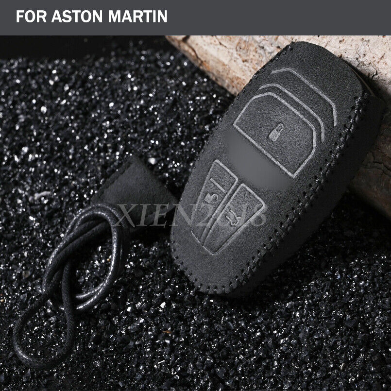 Real Suede Leather Key Cover Case Black For Aston Martin DB11 DBS Superleggera