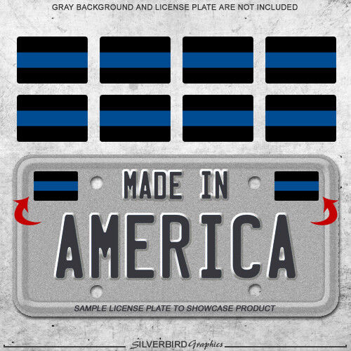 8x Thin blue line mini sticker decals license plate car police officers truck 3M