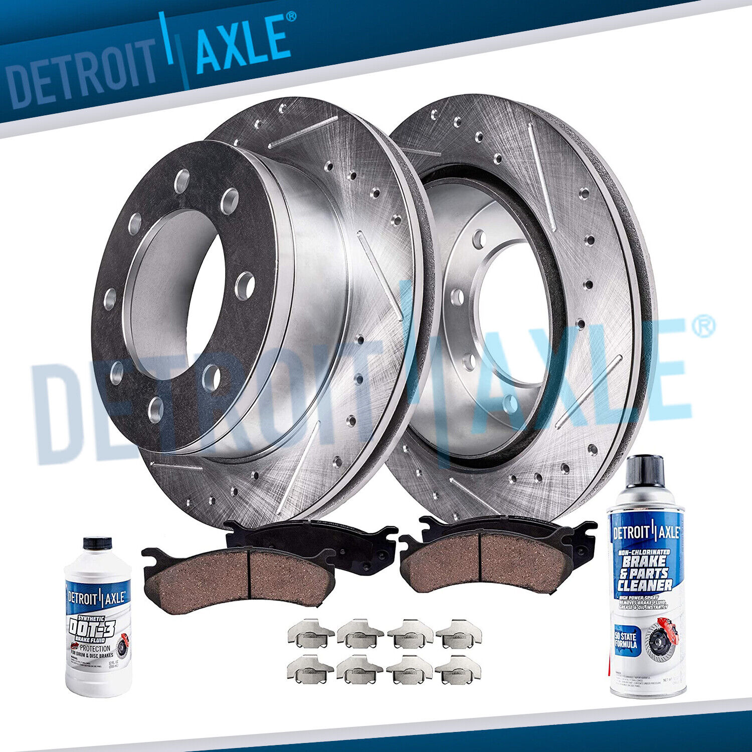 Front Drilled Rotors + Brake Pads for Chevy Silverado 2500 HD GMC Sierra 3500 HD