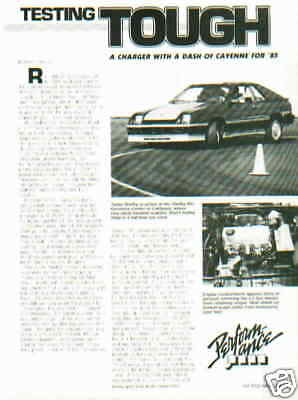 1985 CARROLL SHELBY  DODGE CHARGER ***ORIGINAL ARTICLE***