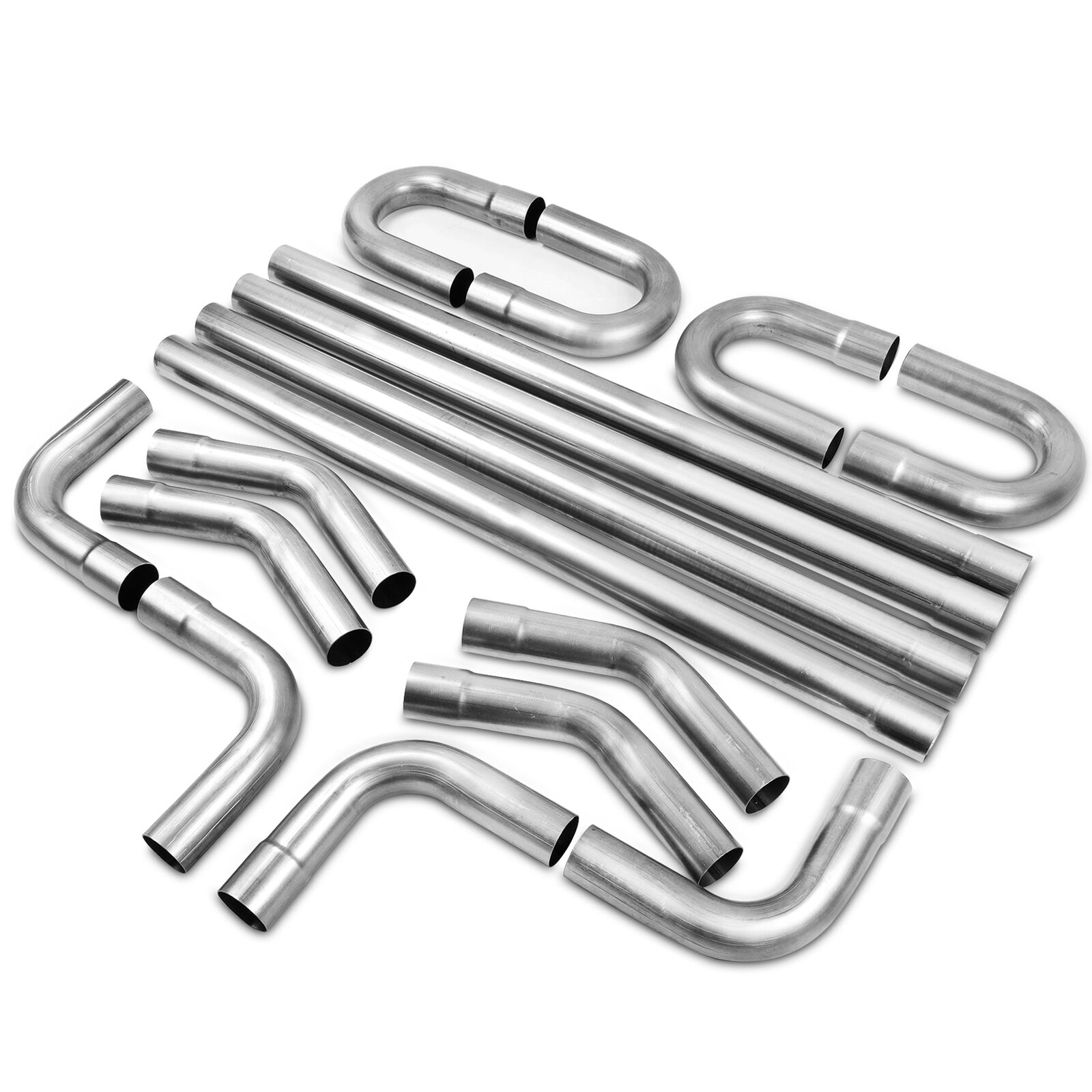 2.5” Inch Custom Exhaust Tubing Mandrel Bend Pipe U-Bend 90 Degree Kit 16 Pieces