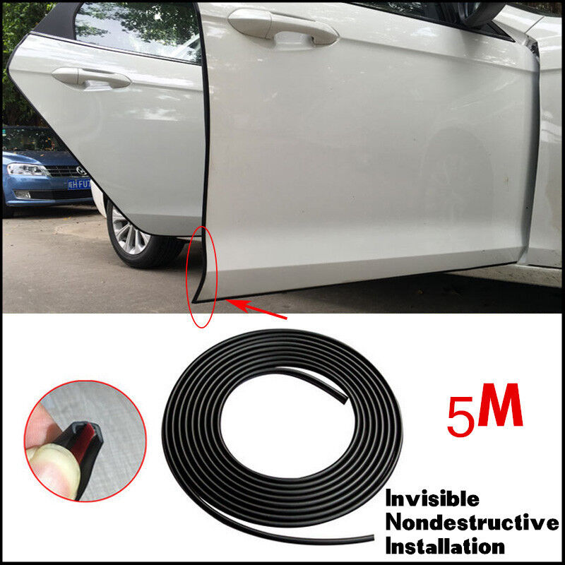 16FT/5M Black Moulding Trim Rubber Strip Car Door Scratch Protector Edge Guard 