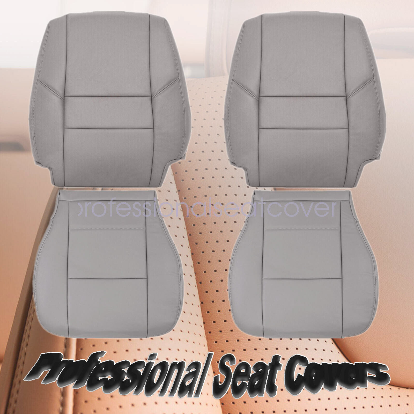 For 2000-2007 Toyota Sequoia Driver & Passenger Bottom & Top Seat Cover Gray