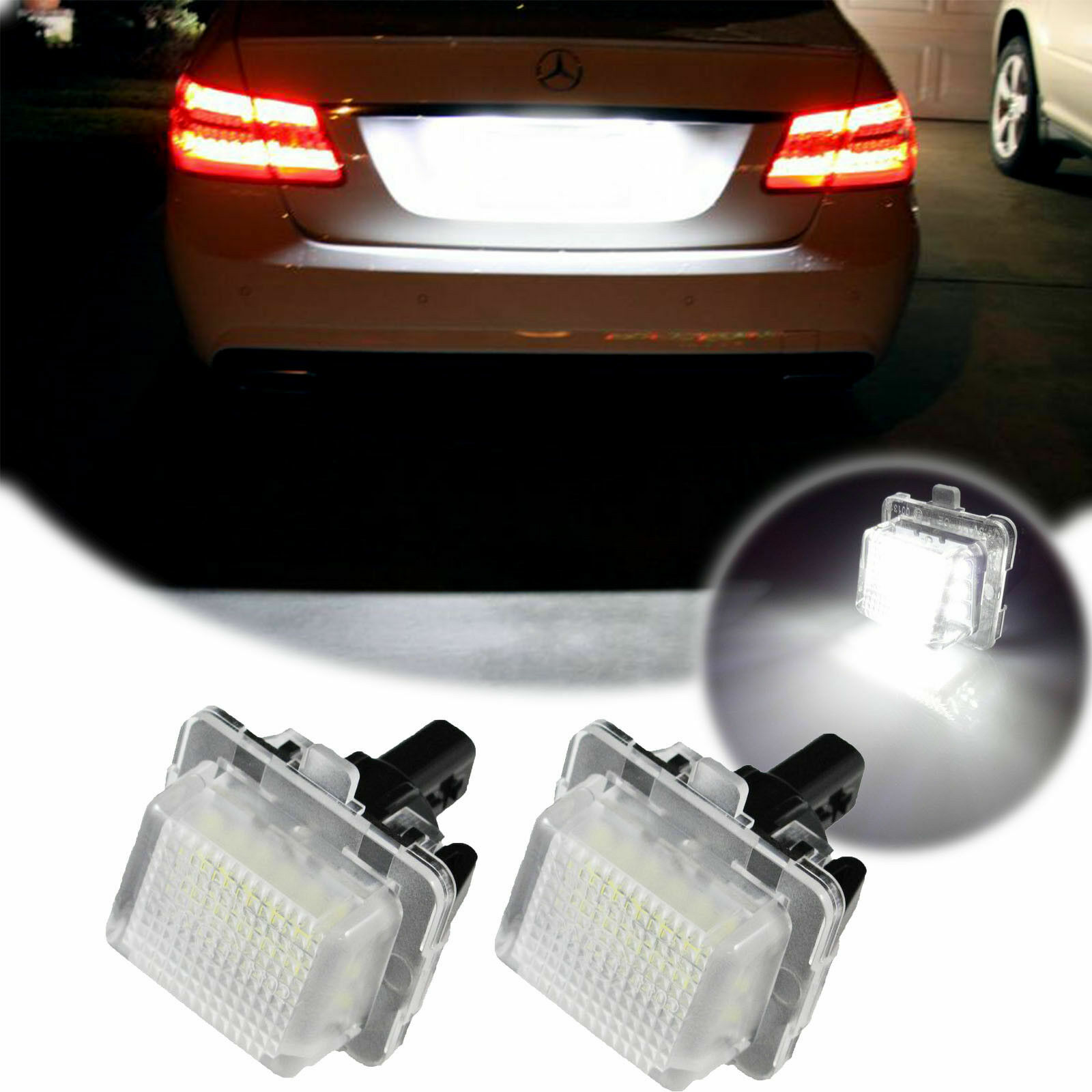 For Mercedes-Benz C E S CLA Class OEM LED License Plate Lights Error Free 18-SMD