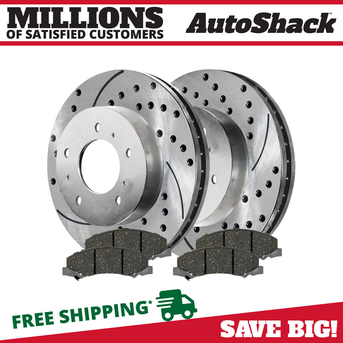 Front Drilled Slotted Brake Rotors & Pads for Chevy Impala Limited Buick Lucerne