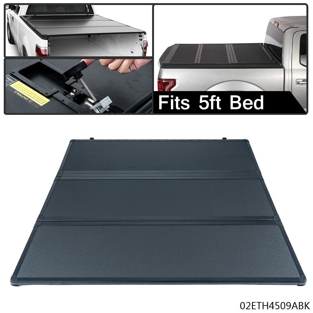 Lock Tri-Fold Hard Tonneau Cover Fit For 15-21 Chevy Colorado GMC Canyon 5Ft Bed