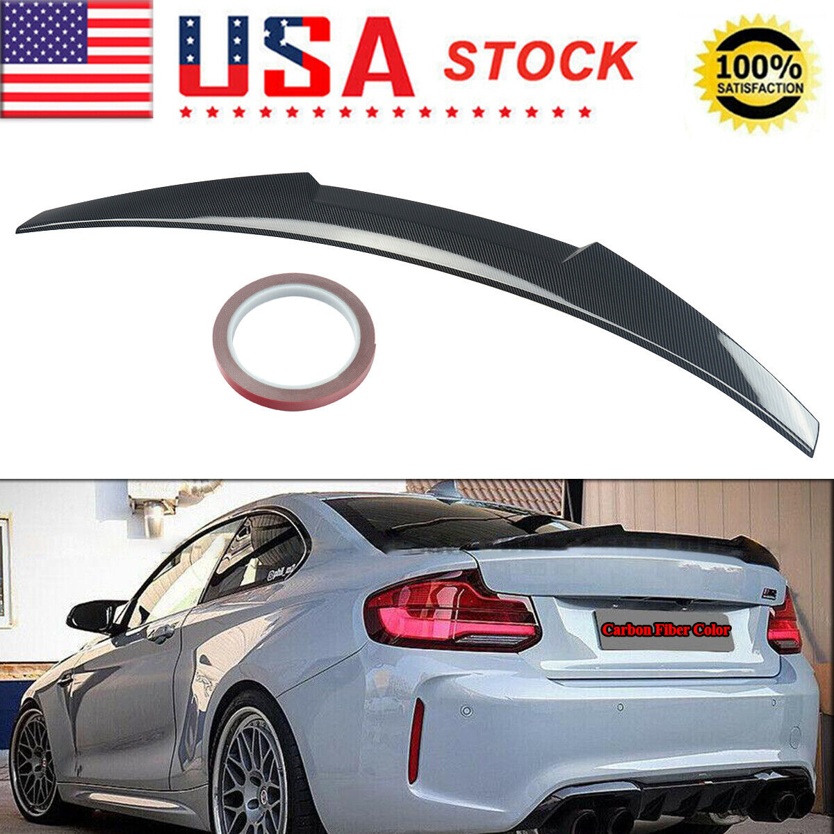 M4 Style Duckbill Trunk Spoiler For 2014-2020 BMW F22 M235i F87 M2 Carbon-Look
