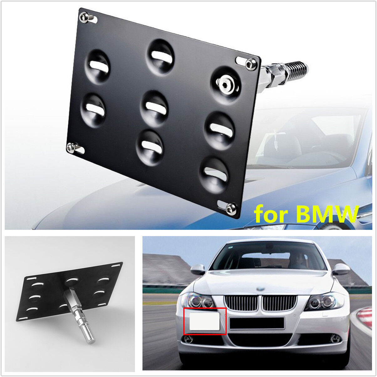 Front Bumper Tow Hook License Plate Mounting Bracket Holder For BMW 1 3 X5 X6