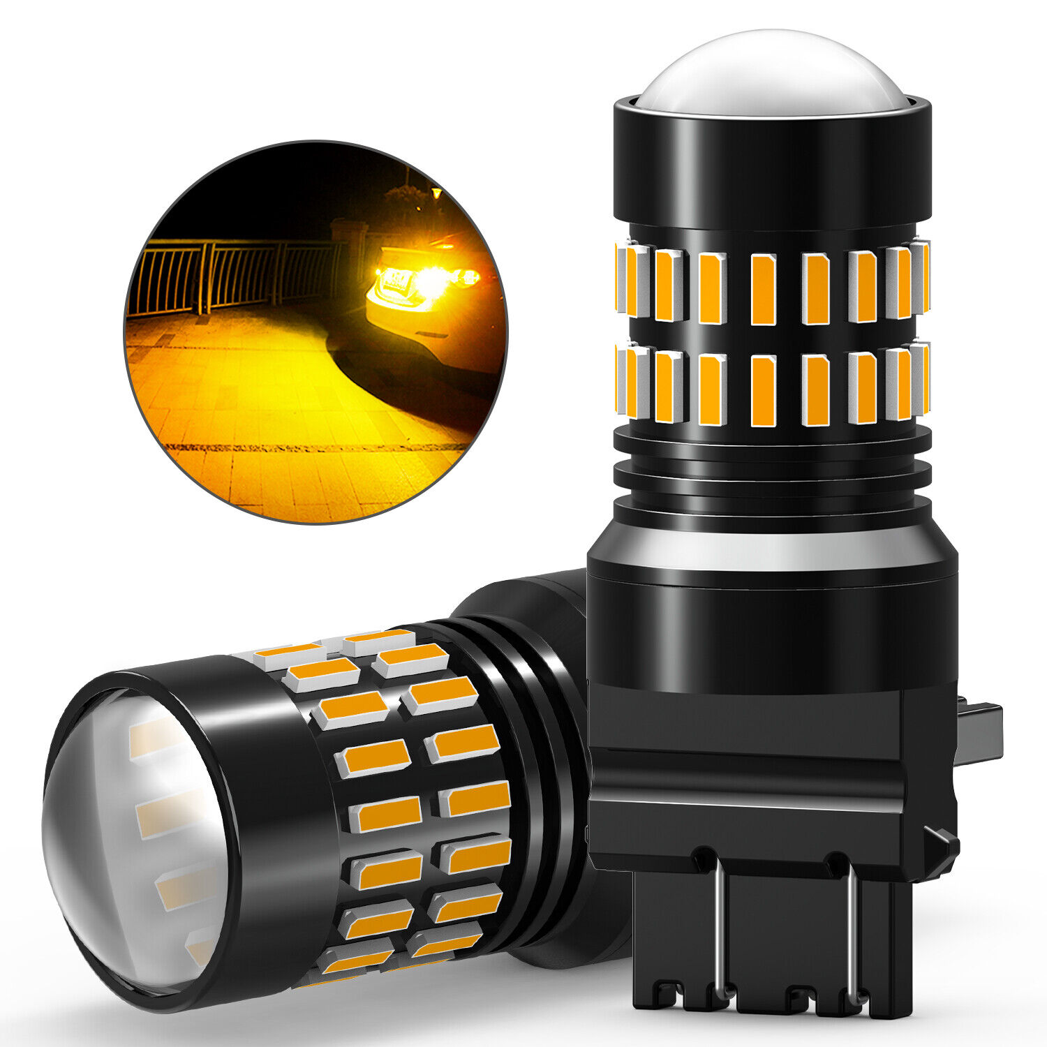 AUXITO 2X 3157 Turn Signal Light 3757A Canbus Amber LED Bulbs for Car Truck SUV