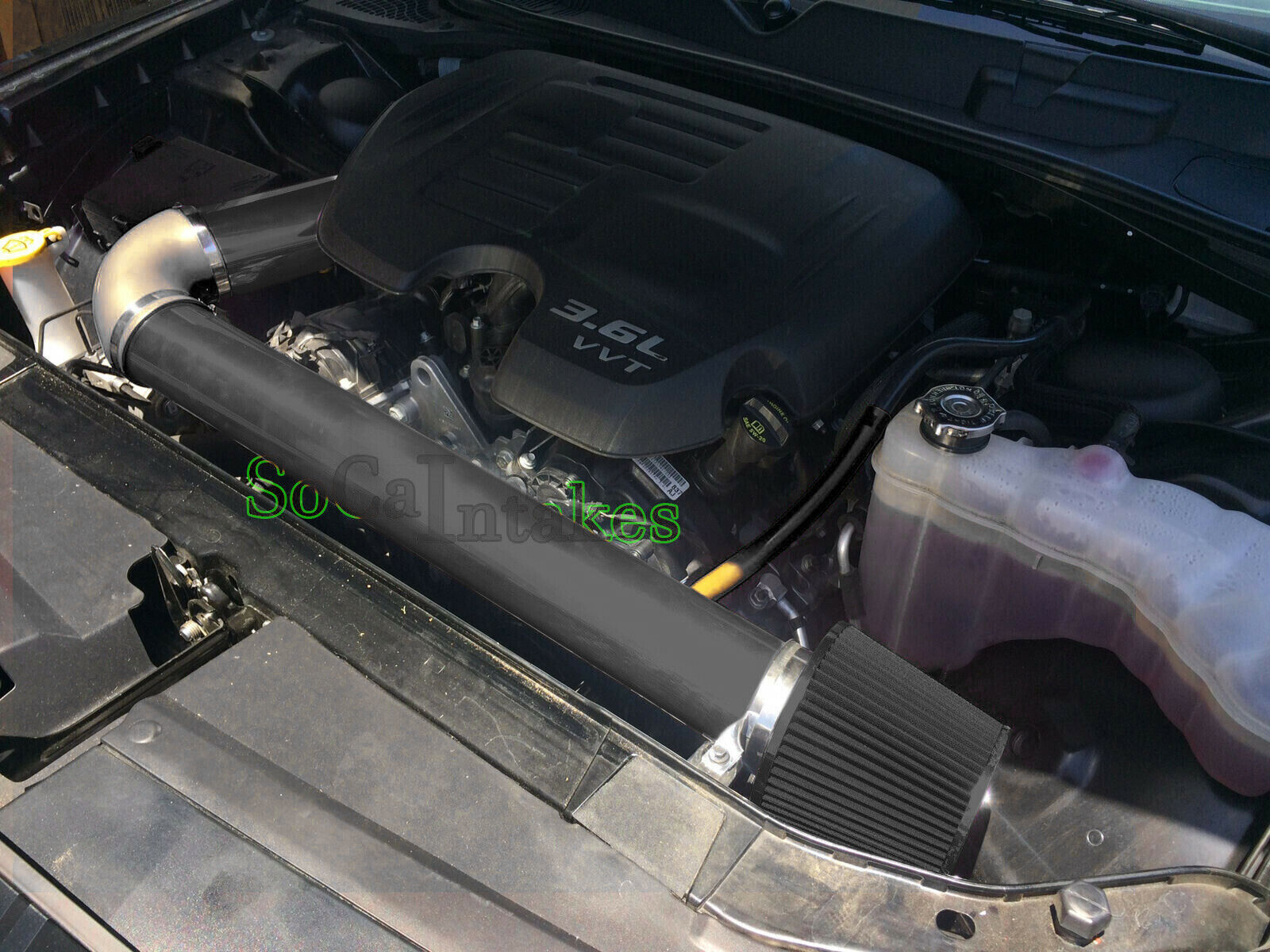 All BLACK COATED 2PC Cold Air Intake Kit For 2011-2016 Chrysler 300 3.6L V6