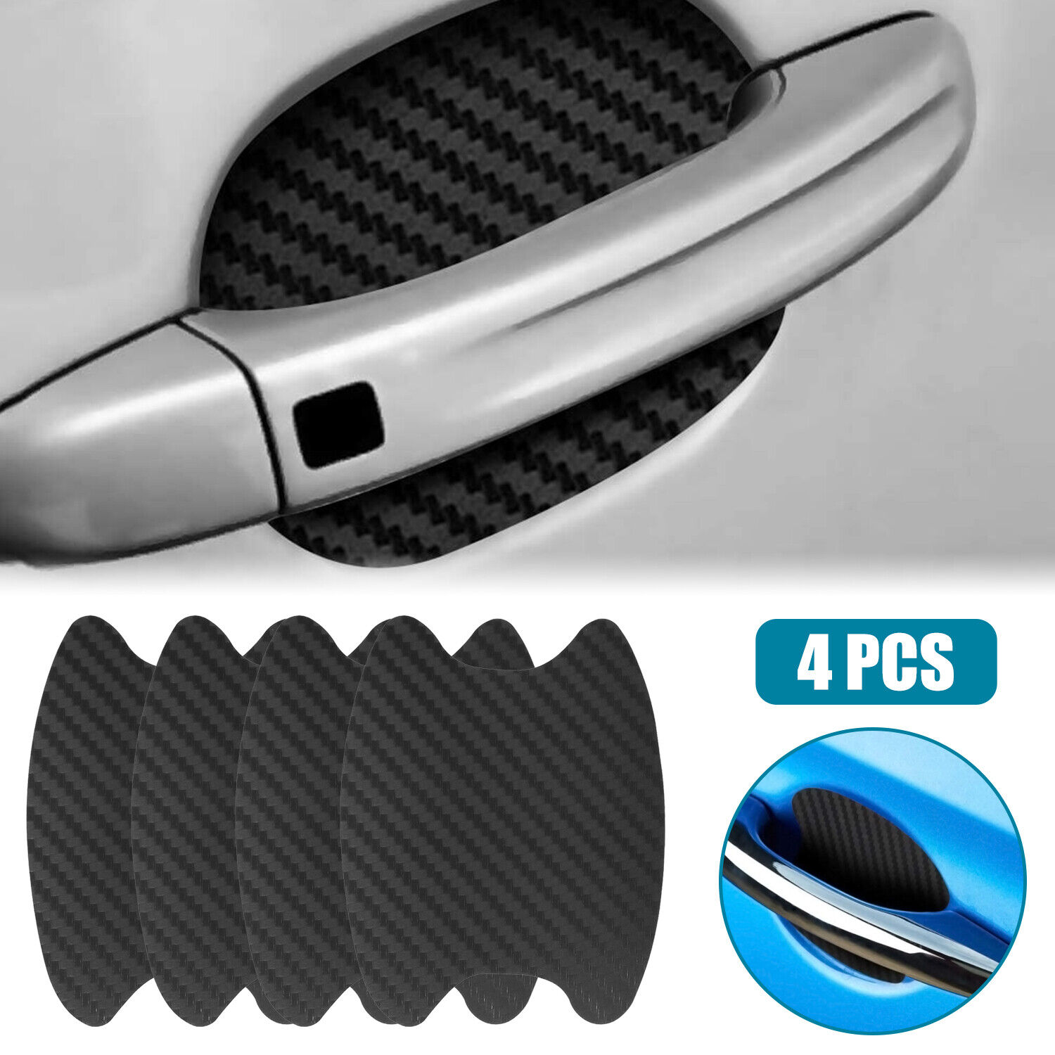 Carbon Fiber Car Door Handle Protector Film Anti-Scratch Stickers Accessories