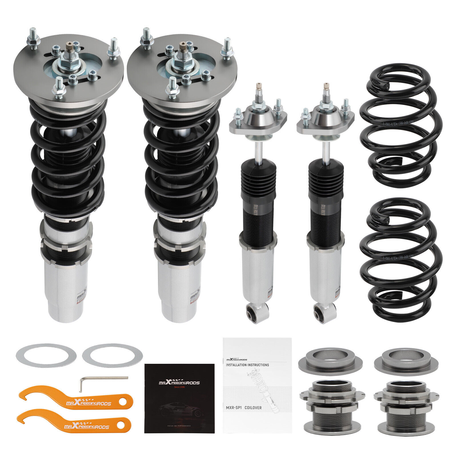 MaXpeedingrods Coilovers 24 Way Adjustable Damper for BMW E46 3 Series 98-05 RWD