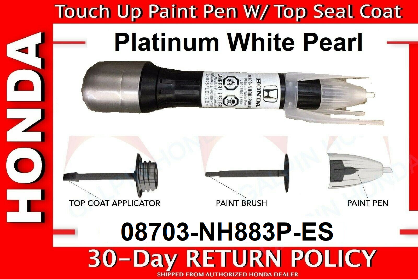 Genuine OEM Honda Touch Up Paint Pen - Platinum White Pearl  (08703-NH883P-ES)