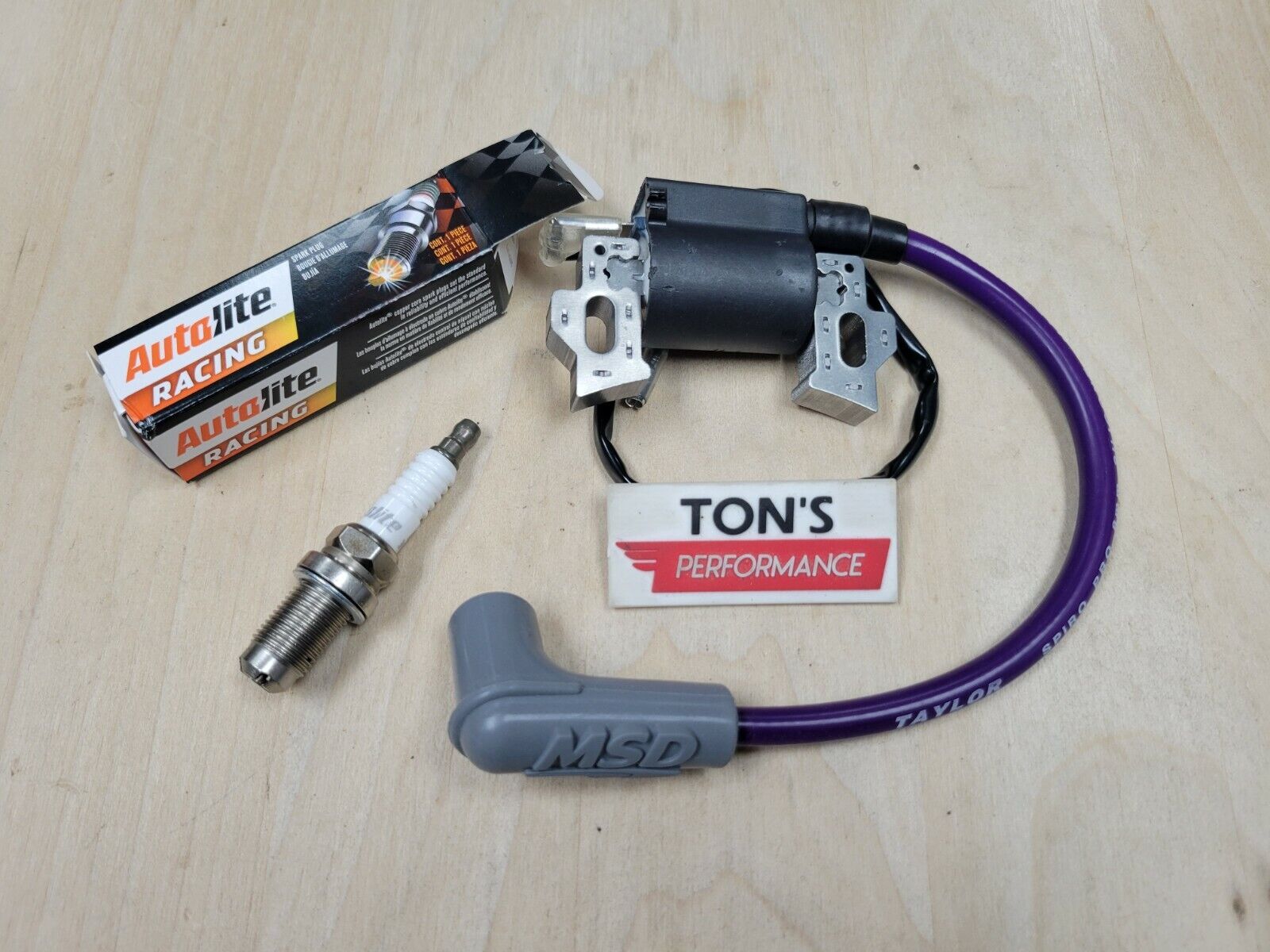 Predator 212 coil PURPLE MSD, Ton's 8mm Silicone wire Autolite Racing Spark plug