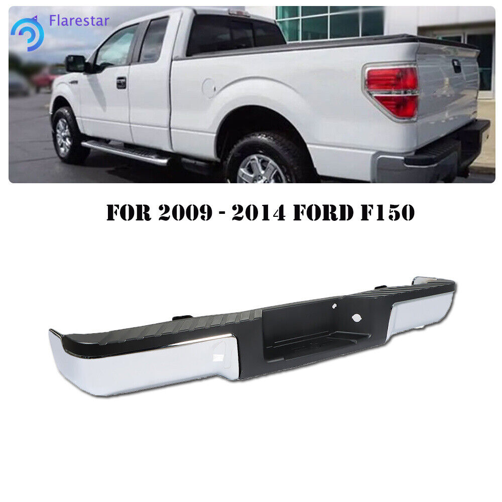 Fit For 2009-2014 Ford F150 Truck Chrome Rear Steel Bumper Assembly Complete
