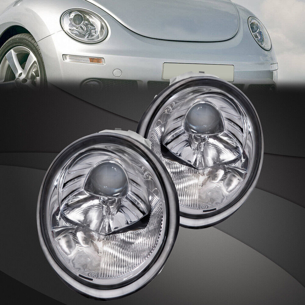 Fits 1998-2005 Volkswagen Beetle Halogen Chrome Headlights Set