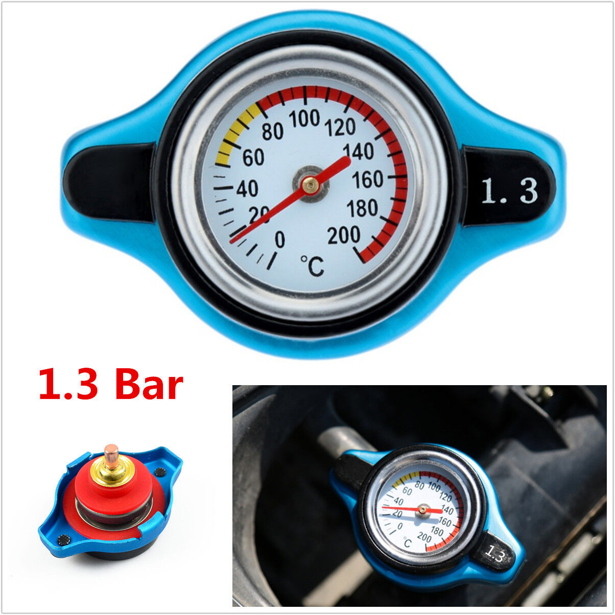 Universal Small Head 1.3 Bar Thermost Radiator Cap Cover Water Temperature Gauge