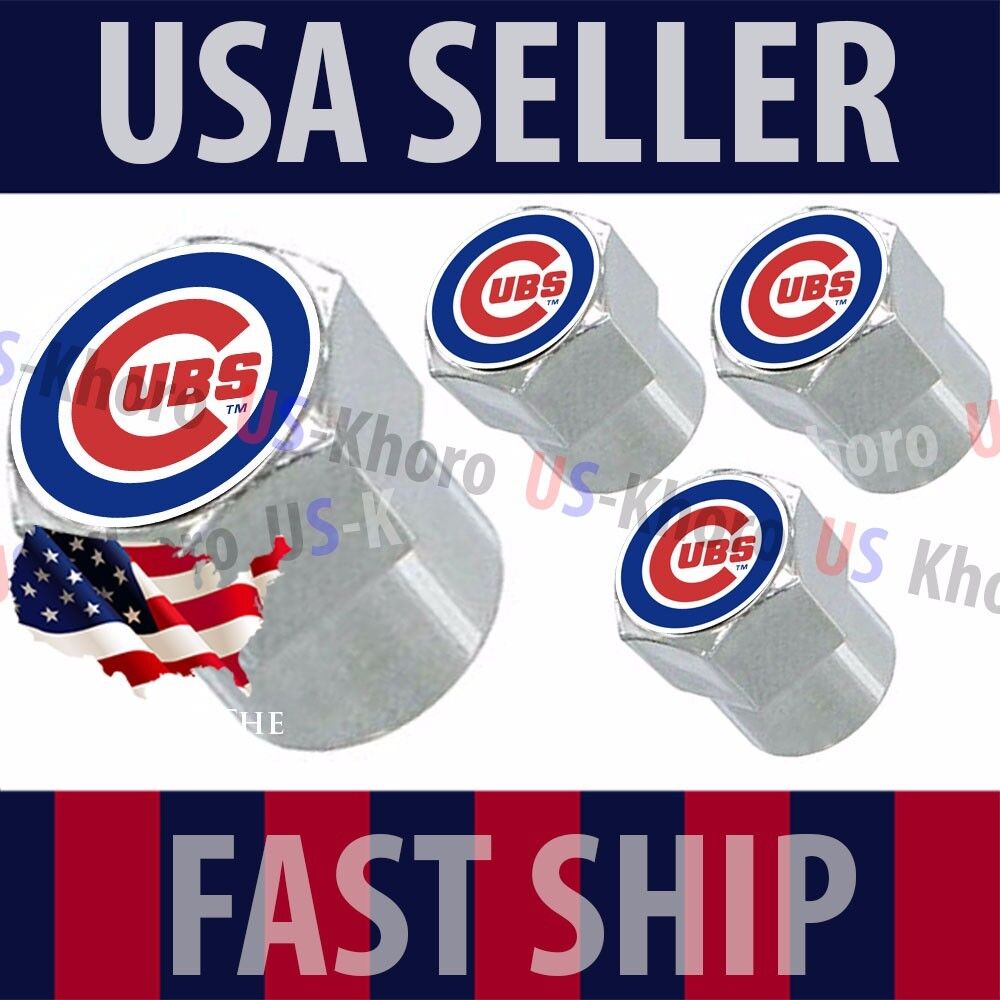 Chicago Cubs Logo Valves Caps Stems Covers Chromed Wheel Tire MLB Baseball *USA*