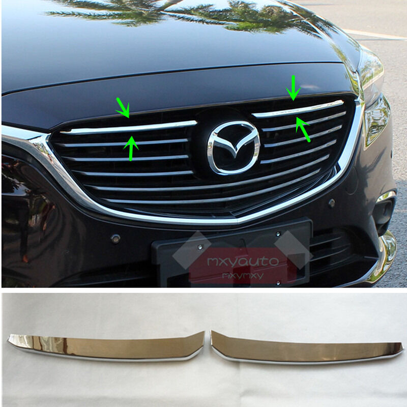 2pcs ABS Chrome Front Grille Grill Molding Trim For Mazda 6 Atenza 2016-2018