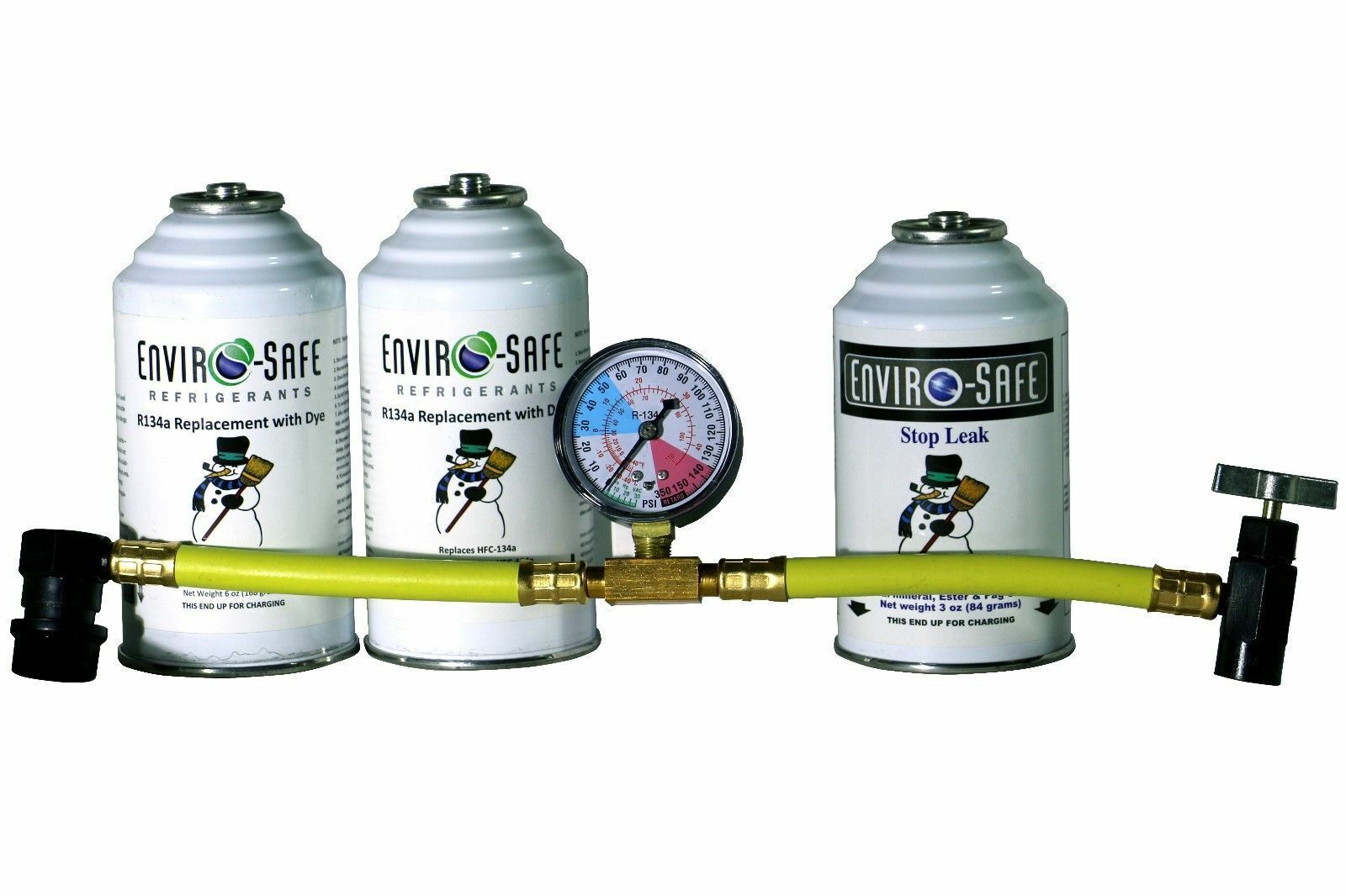 Enviro-Safe R134a Replacement w/Dye Stop Leak & Gauge Kit #RSG-4