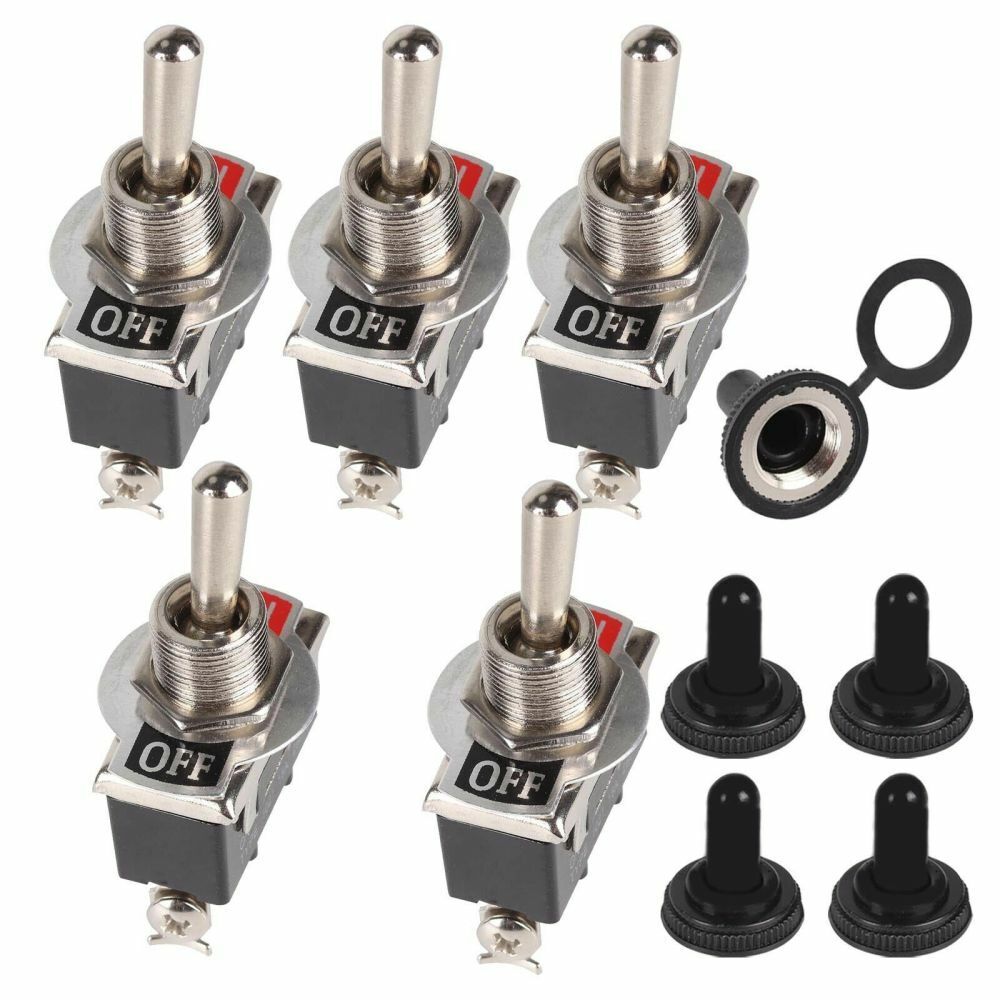 5X 12V SPST Solid Metal Toggle Switch ON/OFF Single Pole for Marine & Automotive