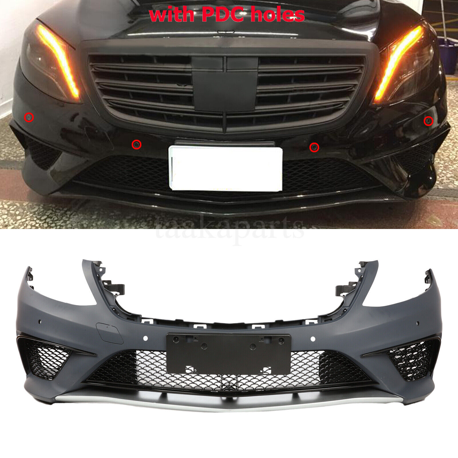 S63 AMG Style Front Bumper Kit W/PDC for Mercedes Benz S-Class W222 2014-2017