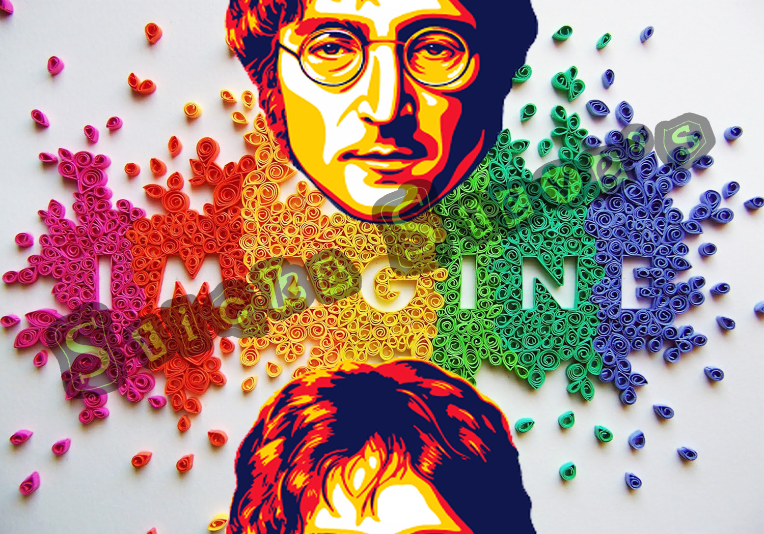 Imagine John Lennon Beatles Colors Mind Trip Retro Cool Vinyl Sticker Decal