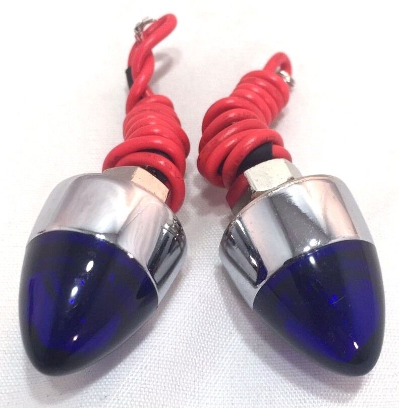Pair Blue LED Bullet License Plate Bolts Fasteners For Cars & Trucks