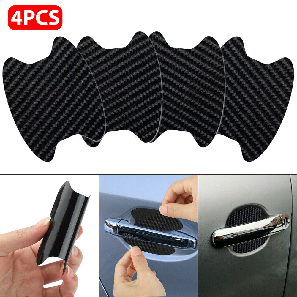 4 x Car Carbon Fiber Door Handle Protector Film Anti-Scratch Sticker Accessories