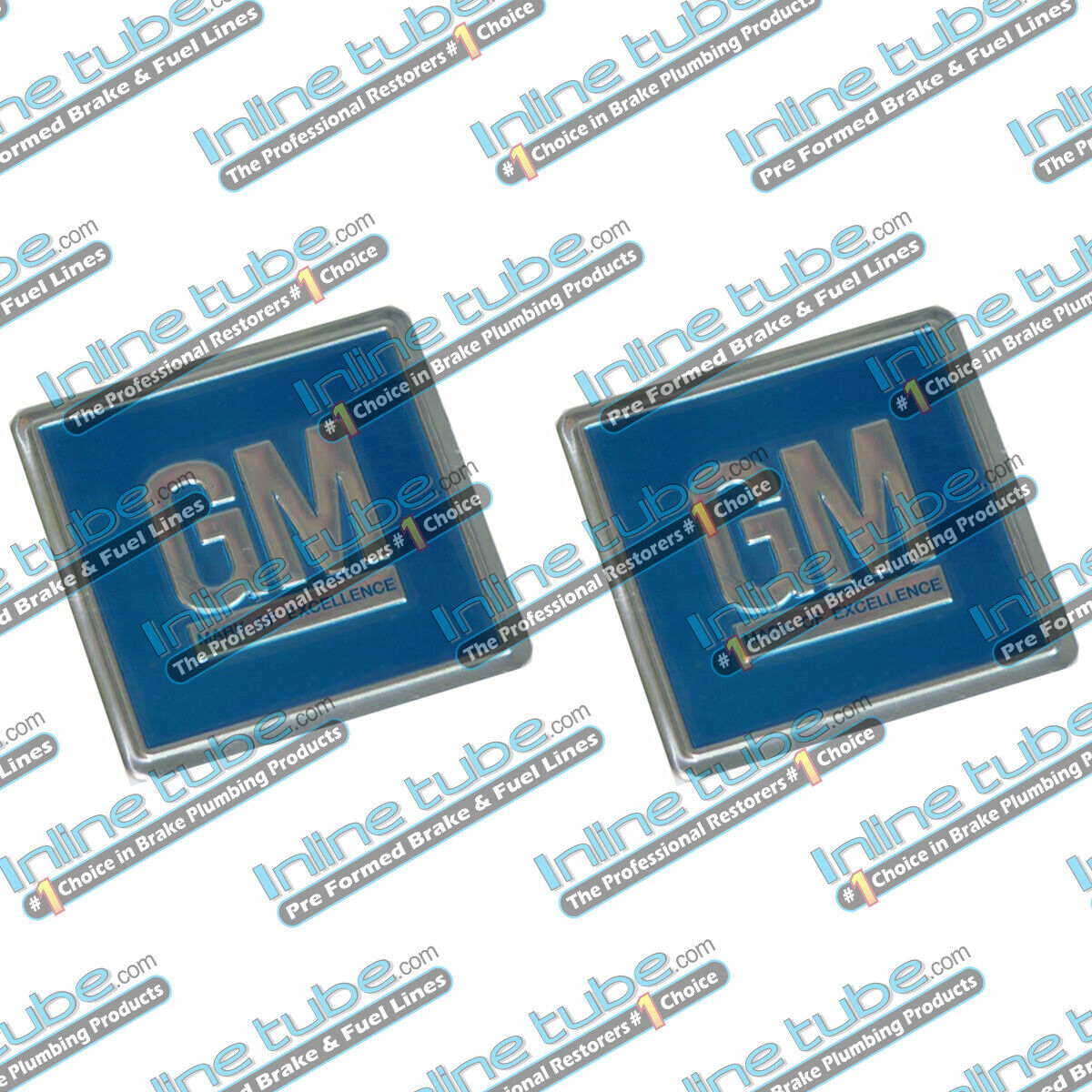 69-72 Gm Embossed Metal Door Jamb Adhesive Decal Badge Foil Sticker Blue 3M 2Pc