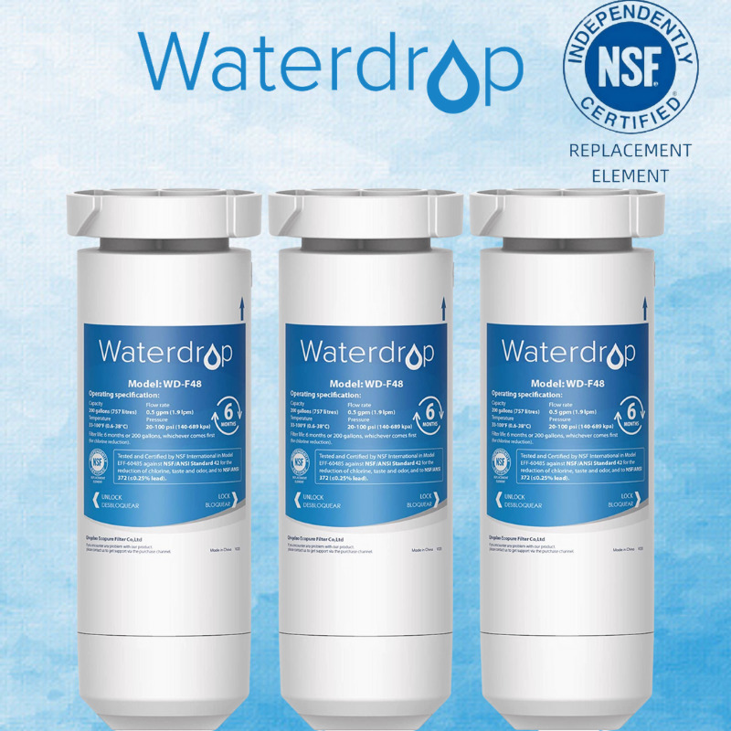 Waterdrop XWF Refrigerator Water Filter, Replacement for GE® XWF, 3 Filters