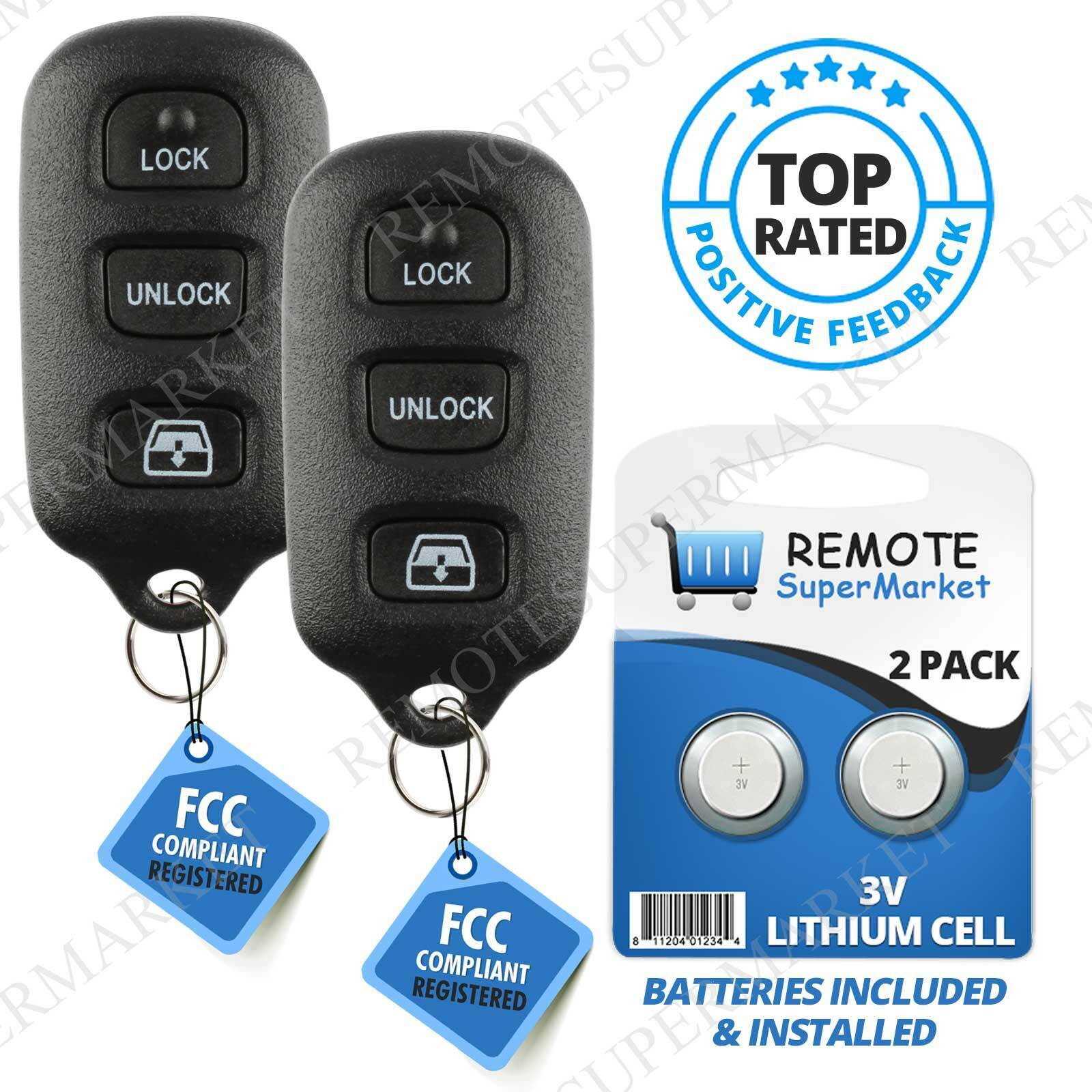 2 For Toyota 4Runner 1999 2000 2001 2002 2003 2004 Remote Keyless Entry Key Fob