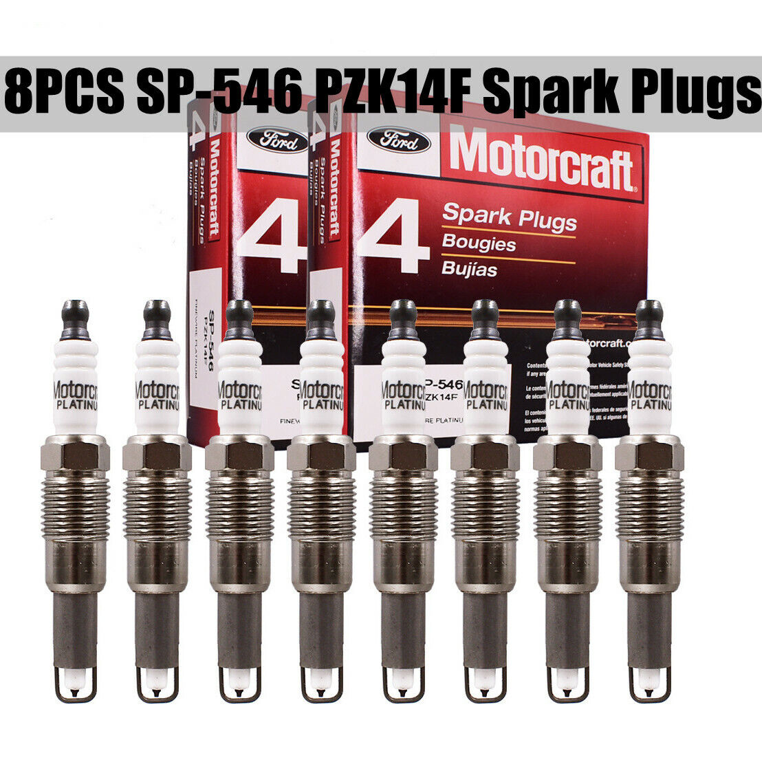 8Pcs Motorcraft SP546 Spark Plugs SP-546 PZK14F Genuine New For Ford F150 F250