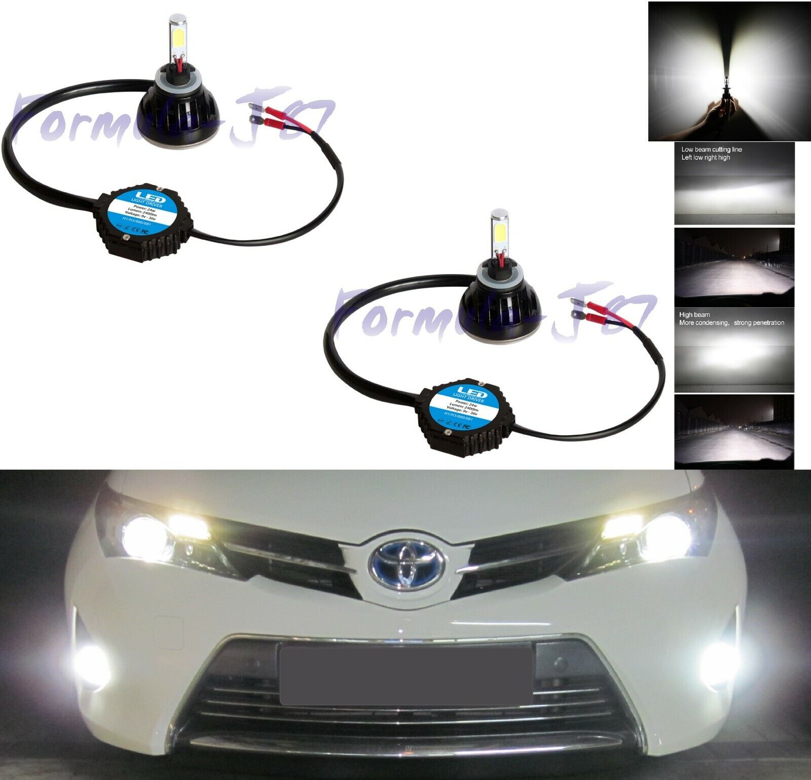 LED Kit G 48W 881 5000K White Two Bulbs Fog Light Upgrade Replacement Plug Play
