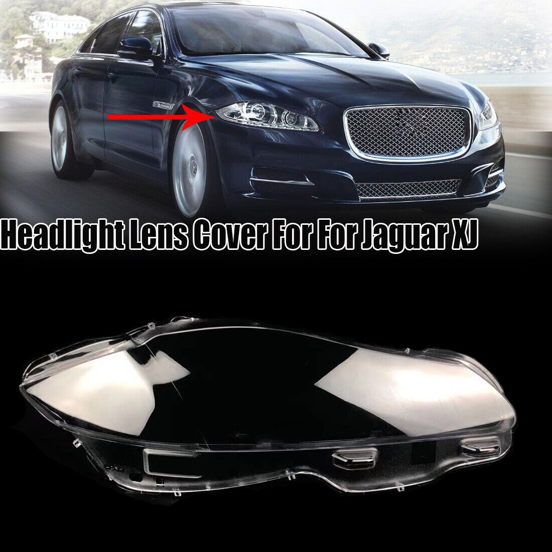 For Jaguar XJ 2010-2019 Right Side Headlight Headlamp Lens Replacement Cover