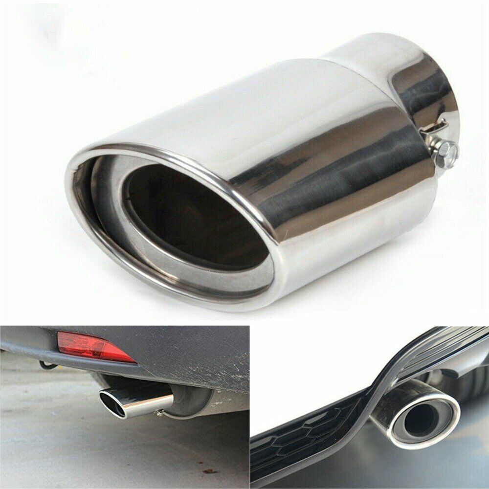 Chrome Car Stainless Steel Rear Exhaust Pipe Tail Muffler Tip Round Accessories