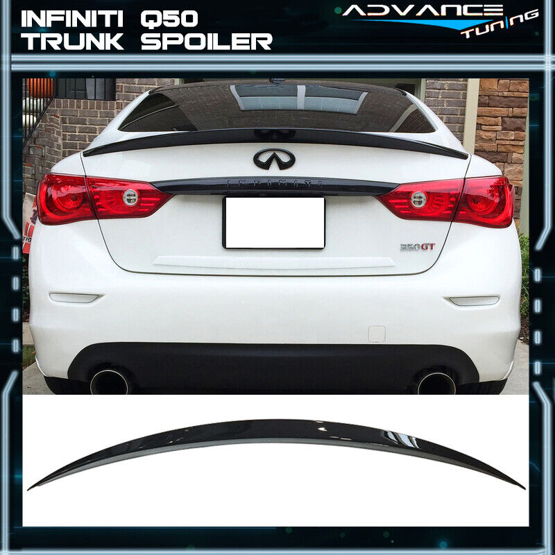 Fits 14-23 Infiniti Q50 ER Eau Rouge Style Gloss Black Trunk Spoiler Wing ABS