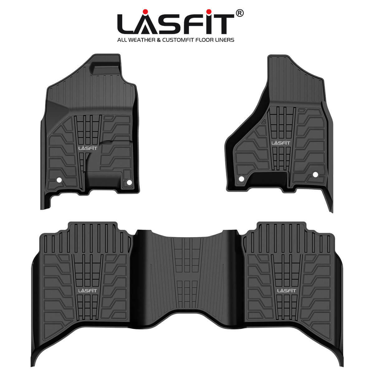 Floor Mats for Dodge Ram 1500 2500 3500 Crew Cab 2013-2018 Front Rear TPE Liners