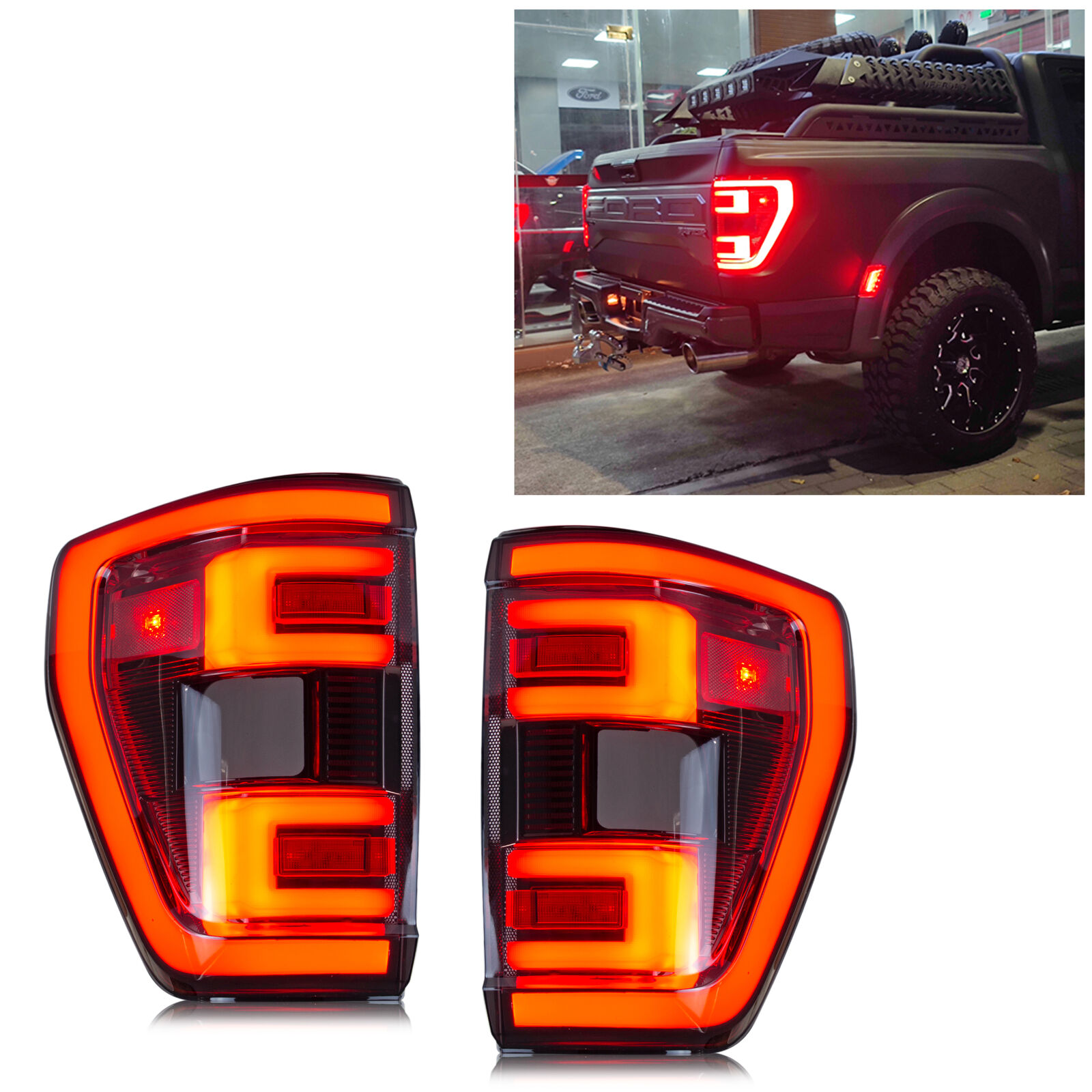 LED Tail Lights For Ford F-150 F150 XLT 2021 2022 2023 Sequential Rear Lamps 