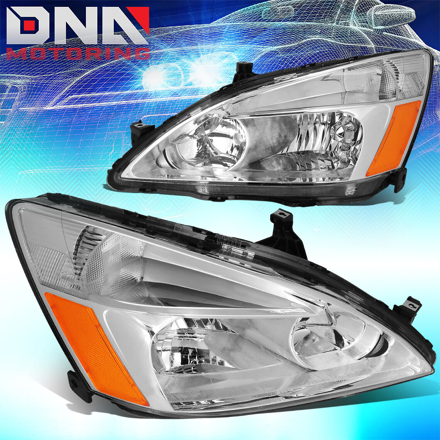 For 2003-2007 Honda Accord Sedan/ Coupe Pair OE Style Headlight Headlamps Chrome